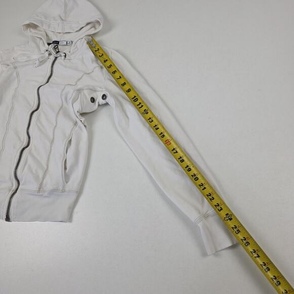 Max Mara Sportmax Code Hoodie Womens Medium White Full Zip Graphic Back Eyelet - Picture 8 of 14
